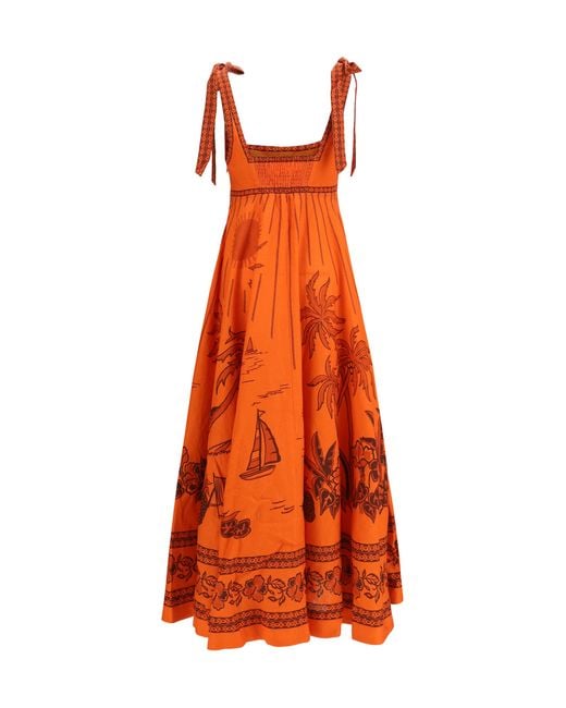 ALÉMAIS Orange Boathouse Ballet Dress Linen
