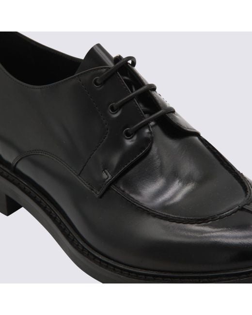 Saint Laurent Black Leather Lace Up Shoes for men