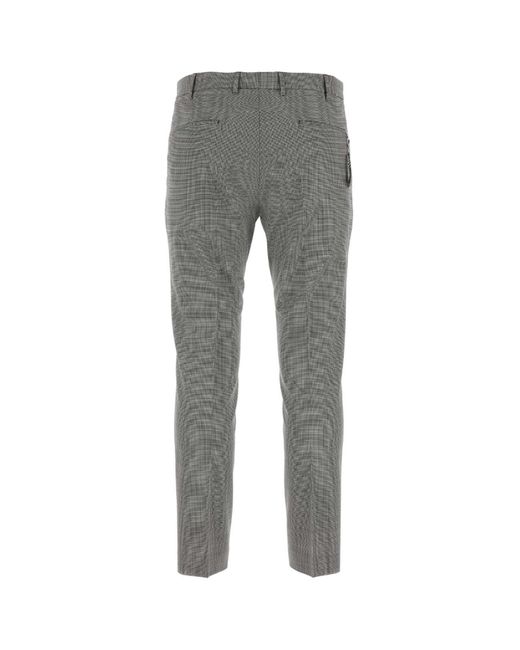 PT01 Gray Embroidered Stretch Wool Pant for men