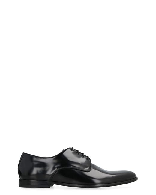 Dolce & Gabbana Black Calfskin Lace-Up Derby Shoes for men