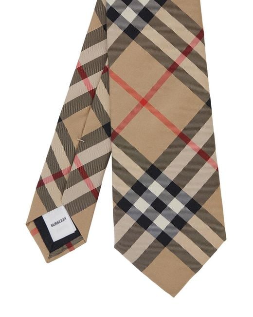 Burberry Metallic Tie With Check Motif, Silk Ties & Bow for men