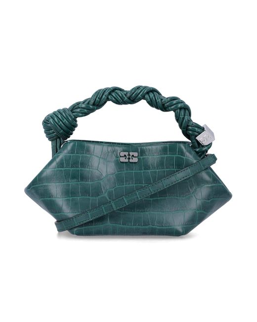 Ganni Blue Mini Braided Bou Handbag