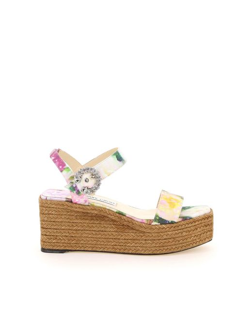 Jimmy Choo Canvas Mirabelle 70 Wedges in Pink | Lyst
