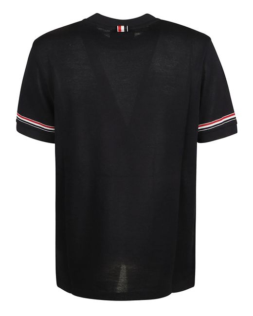 Thom Browne Black Short-Sleeved Cuff T-Shirt for men