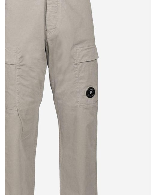 C P Company Gray Cotton-Blend Cargo Trousers for men
