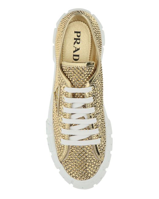 Prada Gold Leather Platform Sneakers Size 9.5/40 | Yoogi's Closet