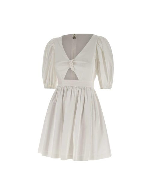 ROTATE BIRGER CHRISTENSEN White Puff Sleeve Mini Cotton Dress