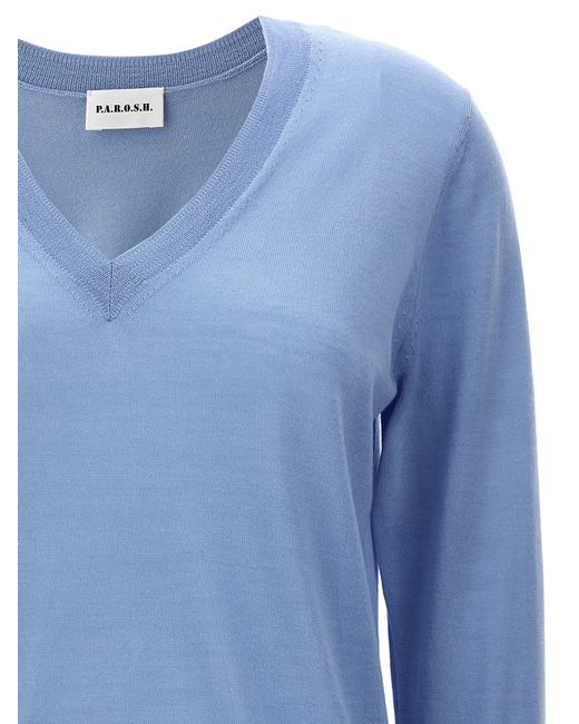 P.A.R.O.S.H. Blue V-neck Sweater Sweater, Cardigans