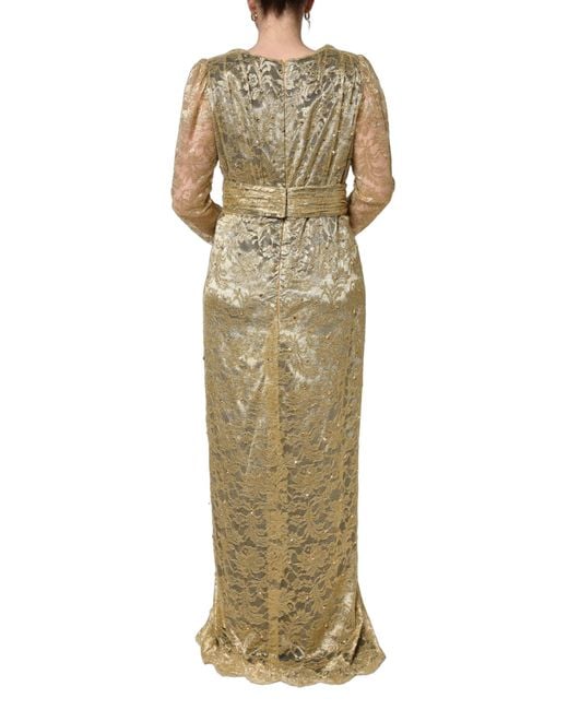 Dolce & Gabbana Metallic Sheer Lace Crystal Embellished Dress Nylon Lurex