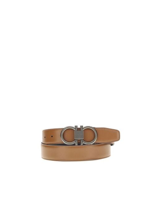 Ferragamo Brown Beige Calf Leather Bos Taurus Regular Belt for men