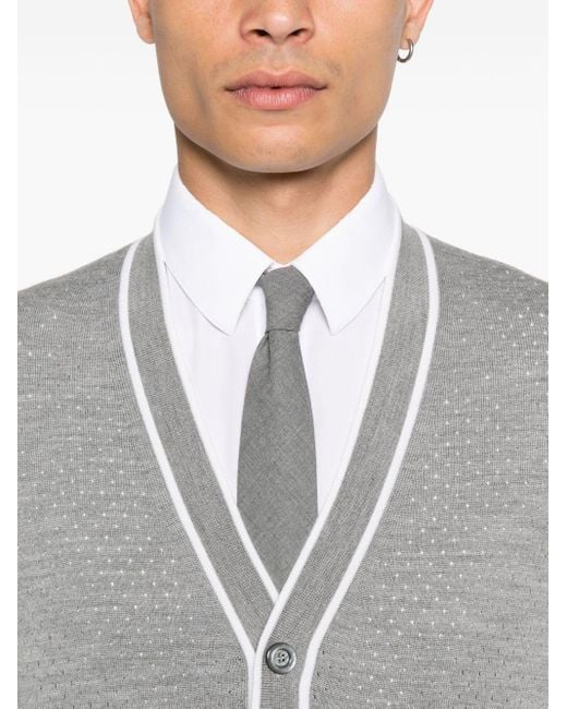 Gucci Gray Wool V-Necked Cardigan for men