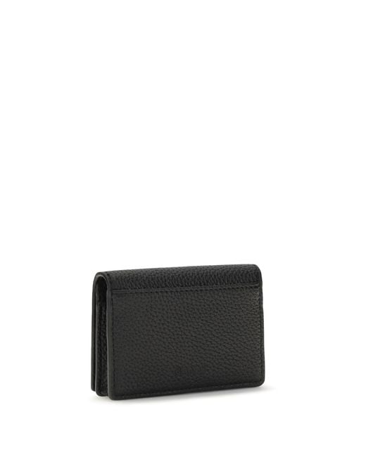 Ganni White Bou Card Holder With Flap Grained Wallet