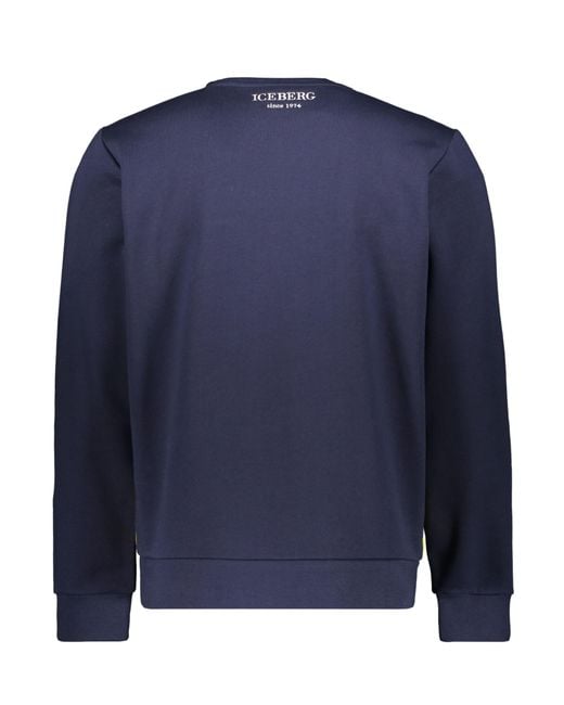 Iceberg Blue Embroidered Cotton Sweatshirt for men