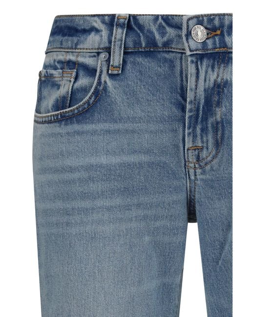 7FOR Blue Low-Rise Five-Pocket Jeans Cotton; Elastane