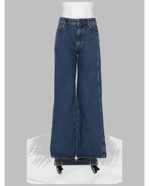 Balmain Blue Jeans Straight Leg Denim Cotton