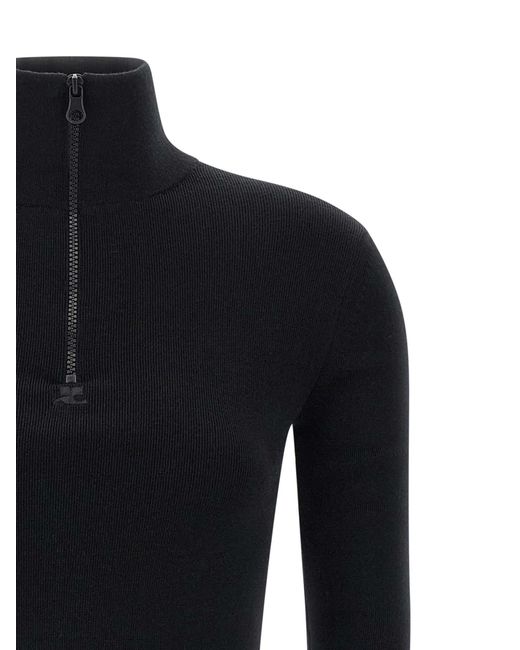 Courreges Black Wool Knit Dress