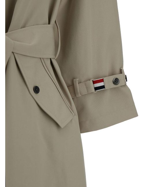 Thom Browne Natural Beige Trench Coat With Matching Belt In Waterproof Cotton Woman