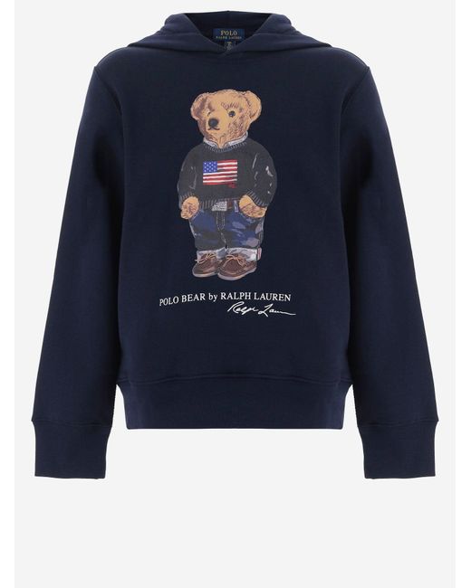 Polo Ralph Lauren Blue Sweatshirt Polo Bear Cotton-Blend Hoods & Sweatshirts for men