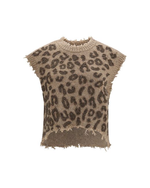 R13 Multicolor Animal-Print Cashmere Vest Kashmir/Capra Hircus Knitwear