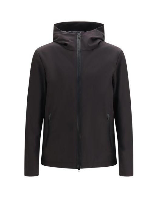 Woolrich Black Pacific Soft Shell Hooded Jacket Polyester; Elastane Down for men