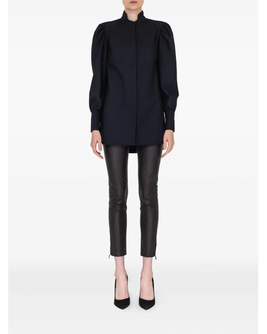Ferragamo Black Zip-Detail Leather Trousers