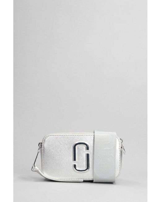 Marc Jacobs Snapshot Shoulder Bag In Silver Leather in White