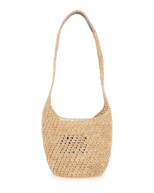 Helen Kaminski White Handbag Lani Raffia Crochet Small Sac