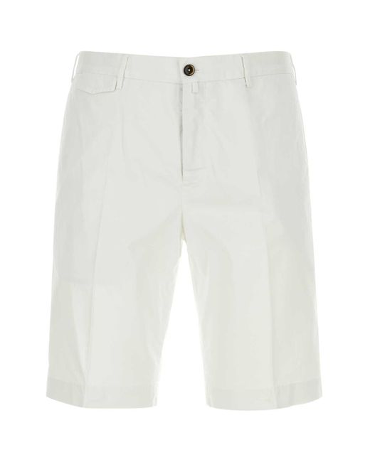 PT01 White Stretch Cotton Bermuda Shorts for men