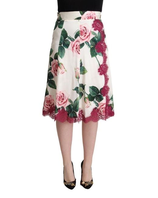 Dolce & Gabbana Black Elegant Floral A-Line Midi Skirt