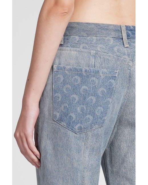 MARINE SERRE Jeans In Blue Cotton