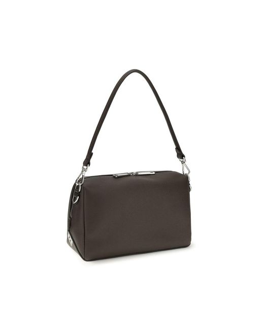 Fendi Black Brown Calf Leather Bos Taurus Shoulder Bag for men