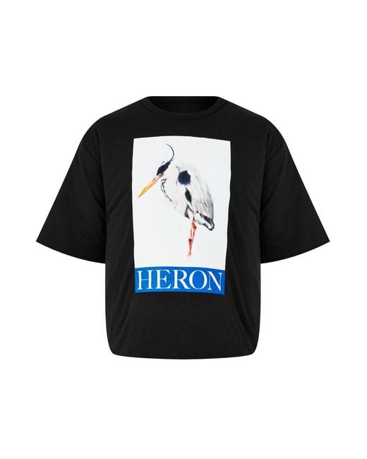 Heron Preston Black Heron Bird Painted Logo Padded T-Shirt for men