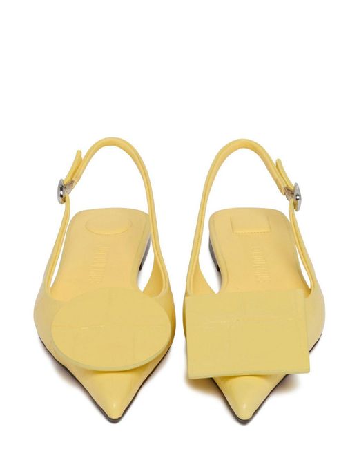 Jacquemus Yellow Pointed Toe Slingback Flats