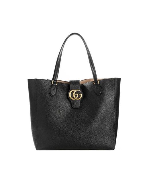 Gucci Black Tote Bag Leather Tote-Bags