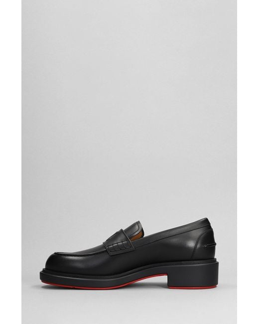 Christian Louboutin Gray Urbino Loafers In Black Leather for men