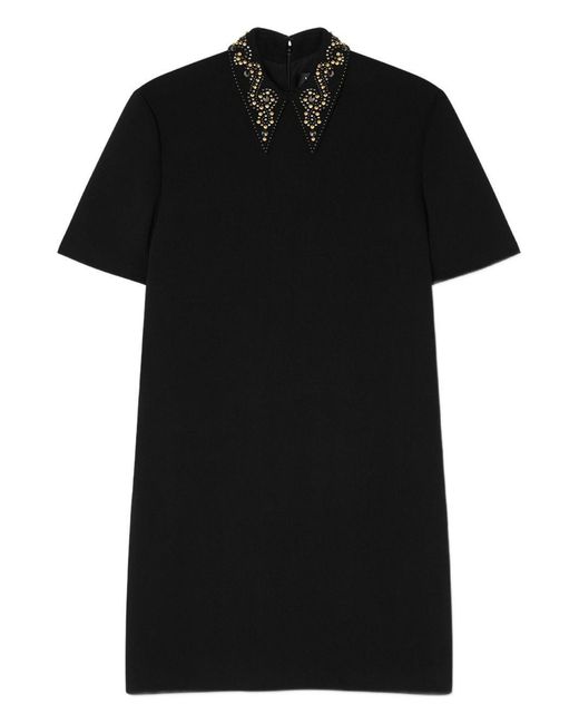 Versace Black Mini Dress Virgin Wool