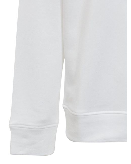 Emporio Armani White Logo Printed Crewneck Sweatshirt for men