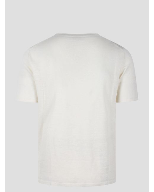 Roberto Collina White Linen Knit Short Sleeve T-Shirt for men