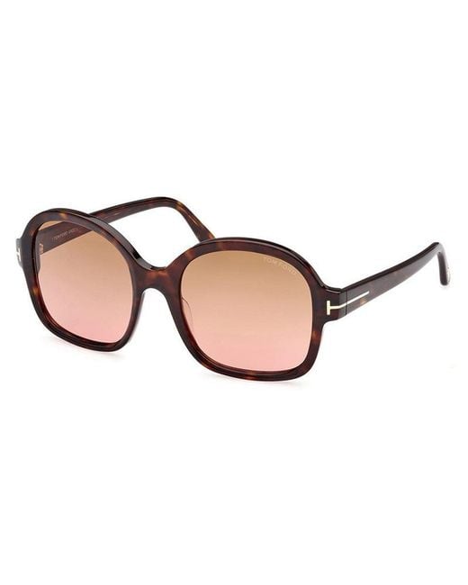 Tom Ford Brown Sunglasses Oval Full Rim, Dark Havana Frame And To Peach Gradient Lens Ft103452F