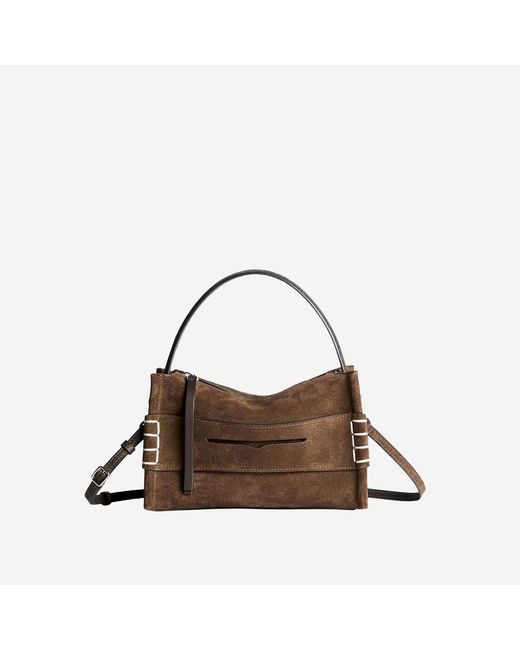 J.W. Anderson Brown Small Suede Loafer Bag Shoulder