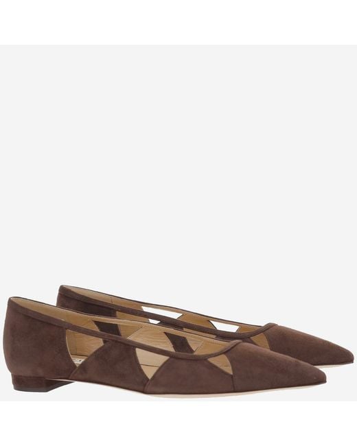 Arteana Brown Ballerina Flats Savona Suede