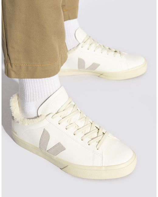 Veja White Campo Fured Leather Sneakers Shoes for men