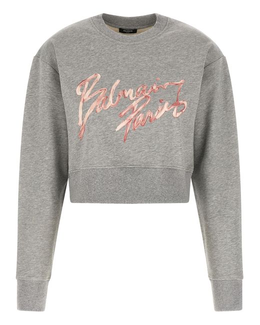 Balmain Gray Paris' Sweatshirt