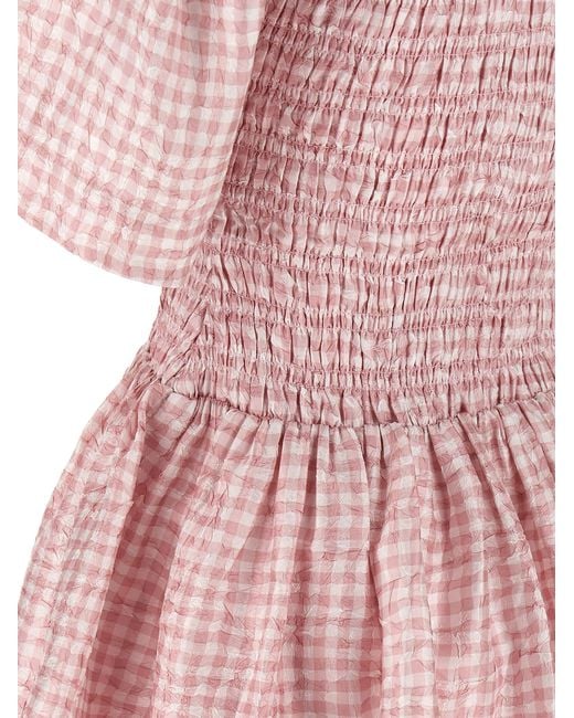 ワンピース Ganni 'Pink Check' dress Bleached Mauve Pink Check Dress | GANNI US