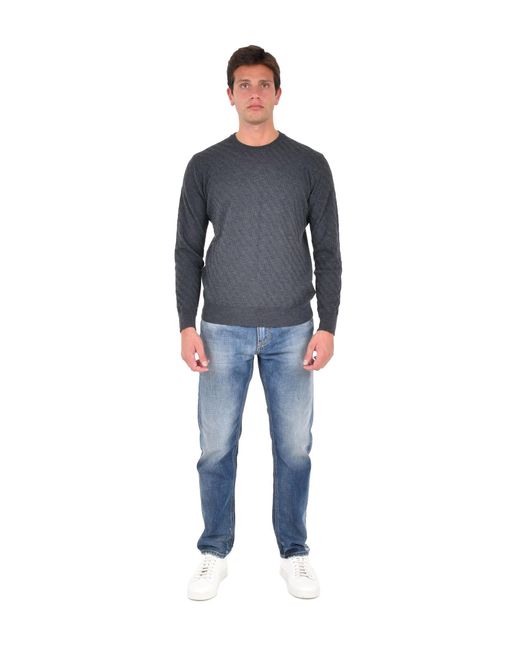 Low Brand Gray Sweater With Jacquard Pattern Wool for men