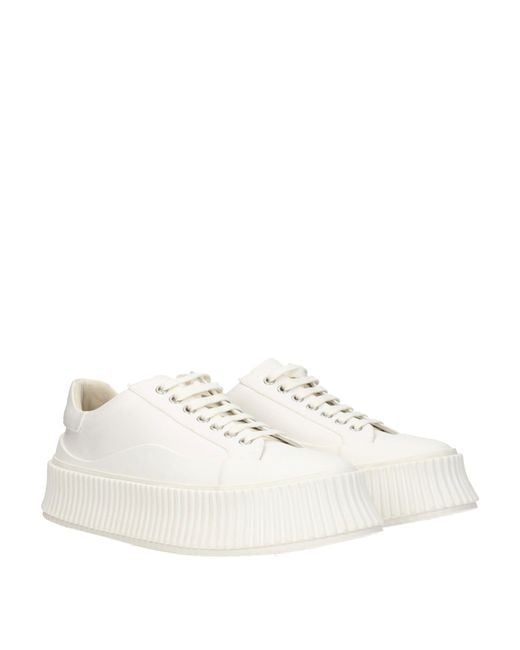 Jil Sander White Chunky Sole Canvas Sneakers for men