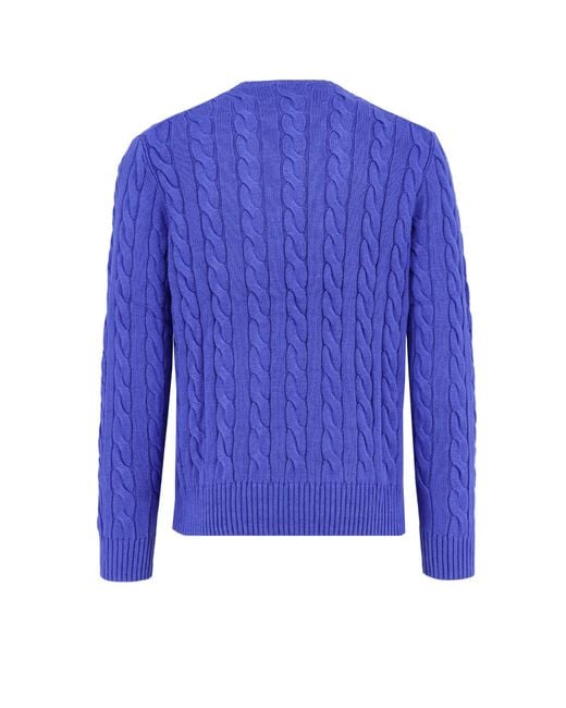 Polo Ralph Lauren Blue Cable Knit Sweater With Iconic Embroidery for men