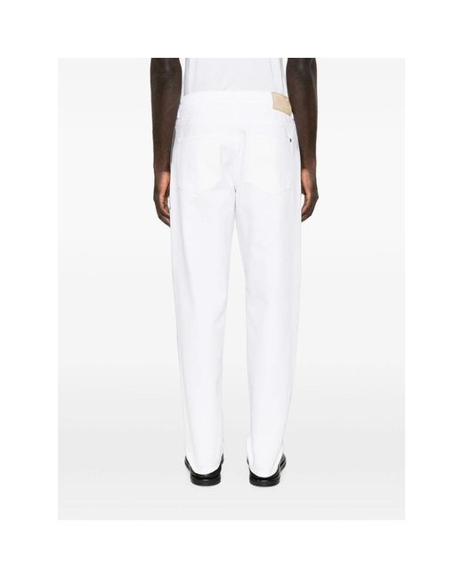 Canali White Button-Fastening Straight-Leg Jeans for men