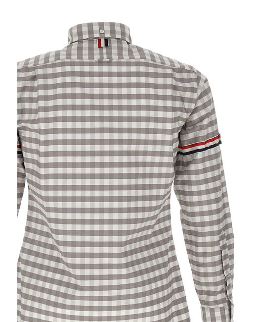 Thom Browne White Cotton Classic Fit Shirt Check Oxford for men