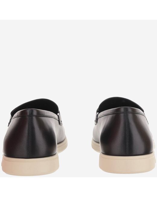 Ferragamo Black Calf Leather Loafers for men